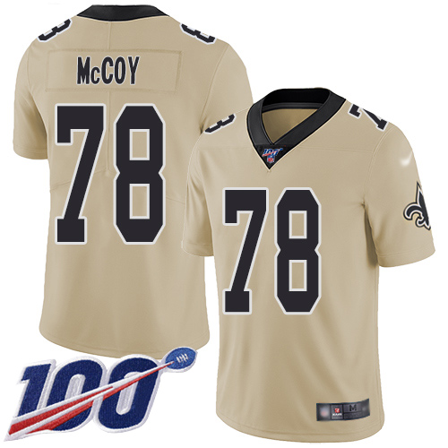 Men New Orleans Saints Limited Gold Erik McCoy Jersey NFL Football 78 100th Season Inverted Legend Jersey